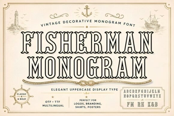 Fisherman Monogram: The Vintage Display Font for Timeless Branding