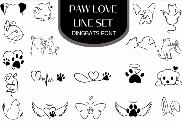 Paw Love Line Set: Simple Art for Animal Brands